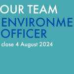 A graphic saying "Join our team. Port environmental lead officer. Applications close 4 August 2024"